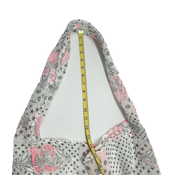 Free People Reusable Shopping Tote Mesh Bag XL Boho Pink Floral Lightweight - Picture 7 of 8